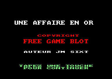 Une Affaire En Or for the Amstrad CPC