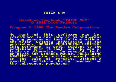 Twice Shy for the Amstrad CPC